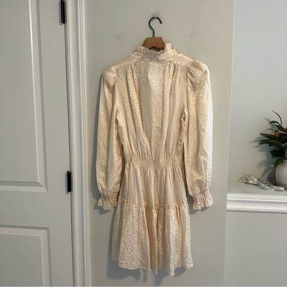 NWT Hunter Bell White Silk Joplin Mini Dress Powder Leopard Small - Picture 9 of 12